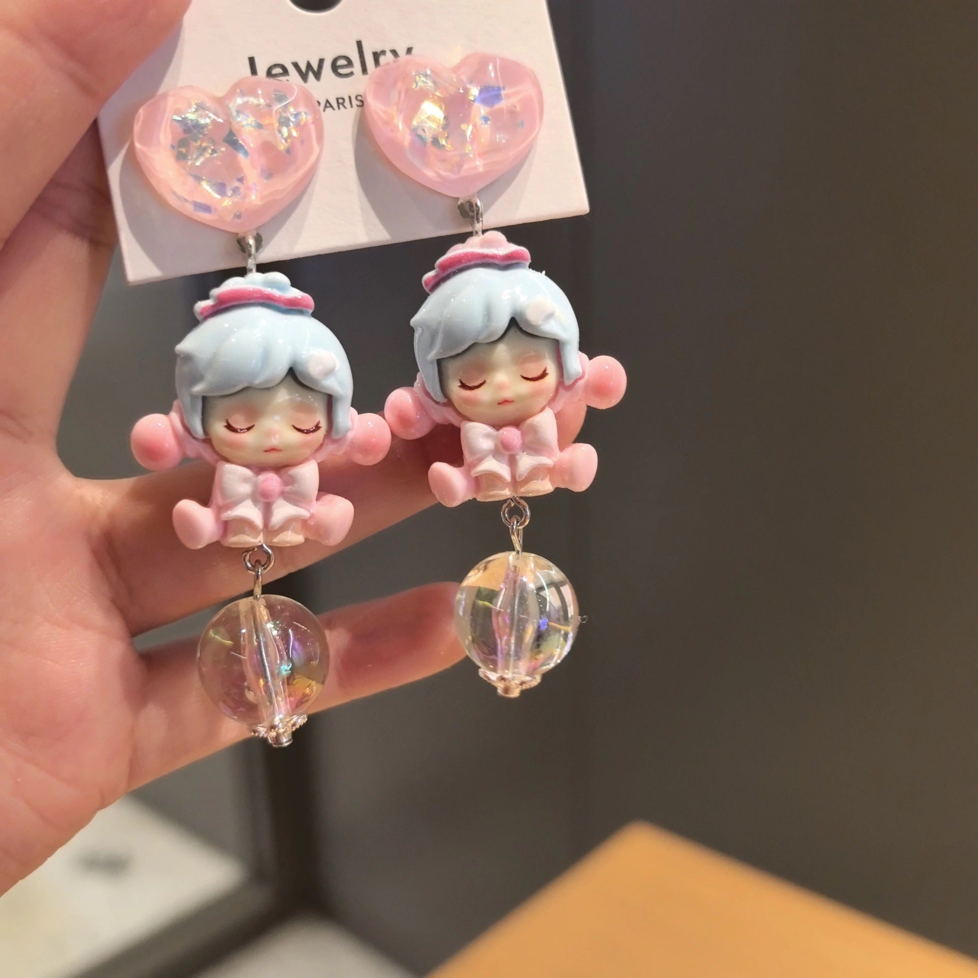 Wholesale personality 925 silver needle tide play pink love cute