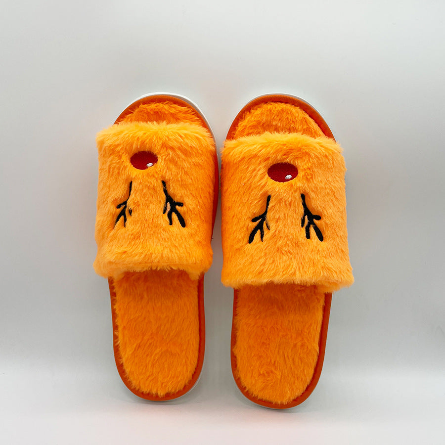 Wholesale Halloween Pumpkin Shoes Elk Christmas Plush Open Toe Flat Slippers