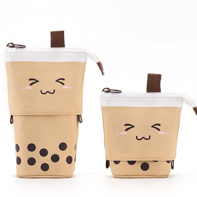 Wholesale Milk Tea Drop Down Canvas Pencil Case