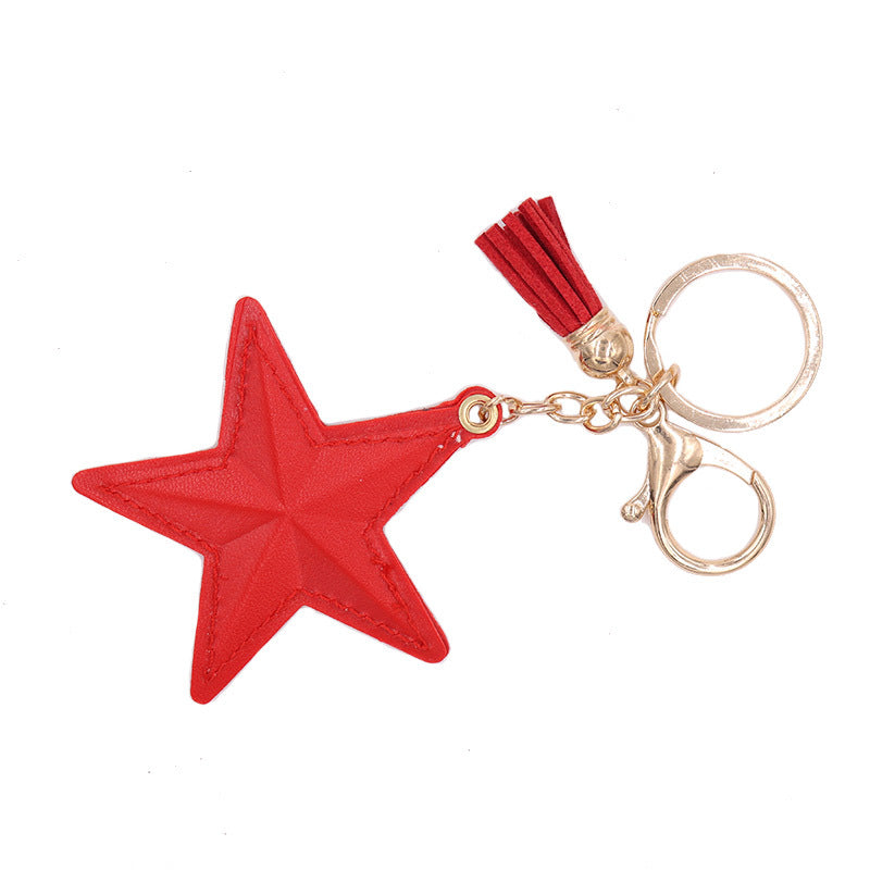 Wholesale Leather Tassel Pentagram Keychain