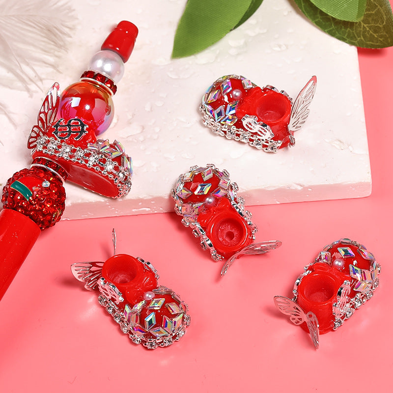 Wholesale 10pcs Heavy Resin Camellia Crystal Shoes Full of Diamond Beads