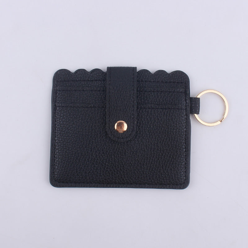 Wholesale Color Solid Color ID Case PU Leather Card Holder Keychain Coin Purse