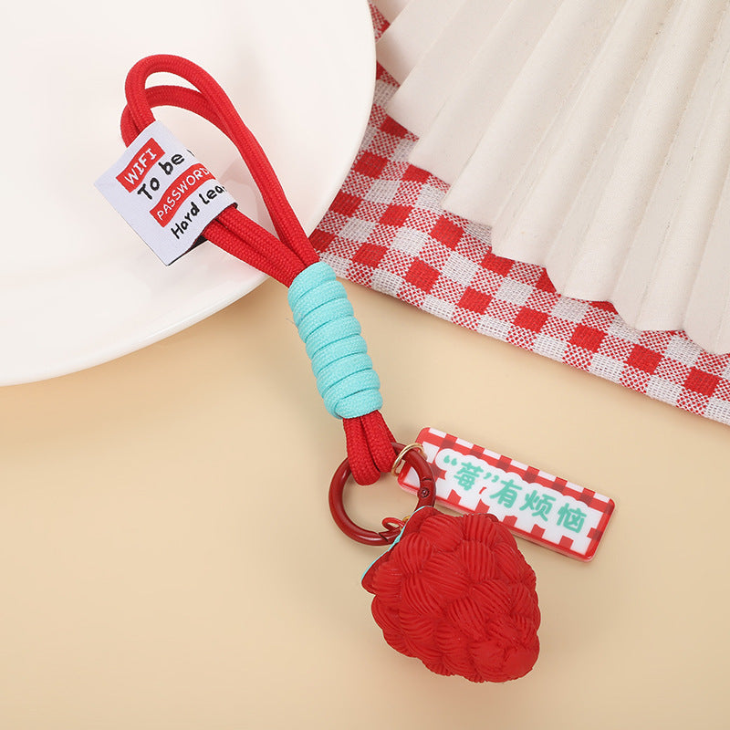 Wholesale Cute Resin Peach Strawberry Flower Keychain