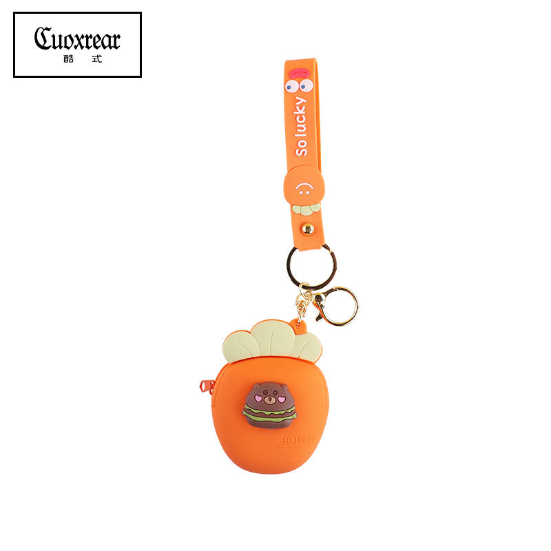 Wholesale Cute Radish Strawberry Mini Coin Purse Silica gel Keychain