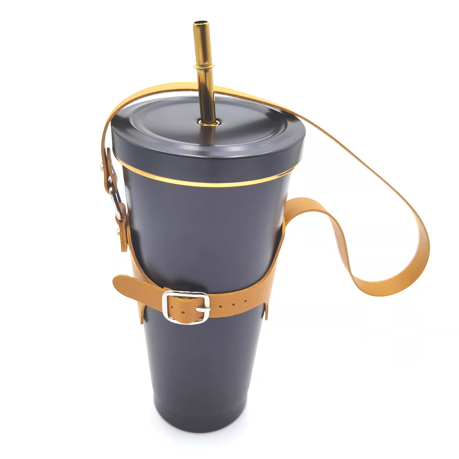 Wholesale Portable Adjustable PU Leather Diameter 75-95mm Cup Holder