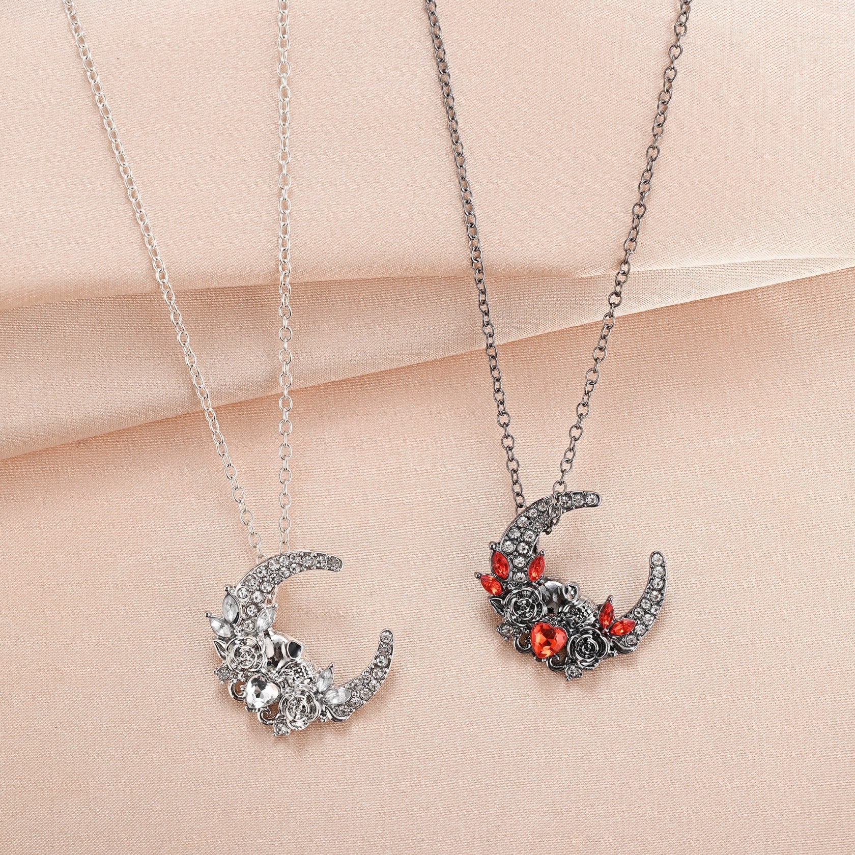 Wholesale Crescent Skull Necklaces