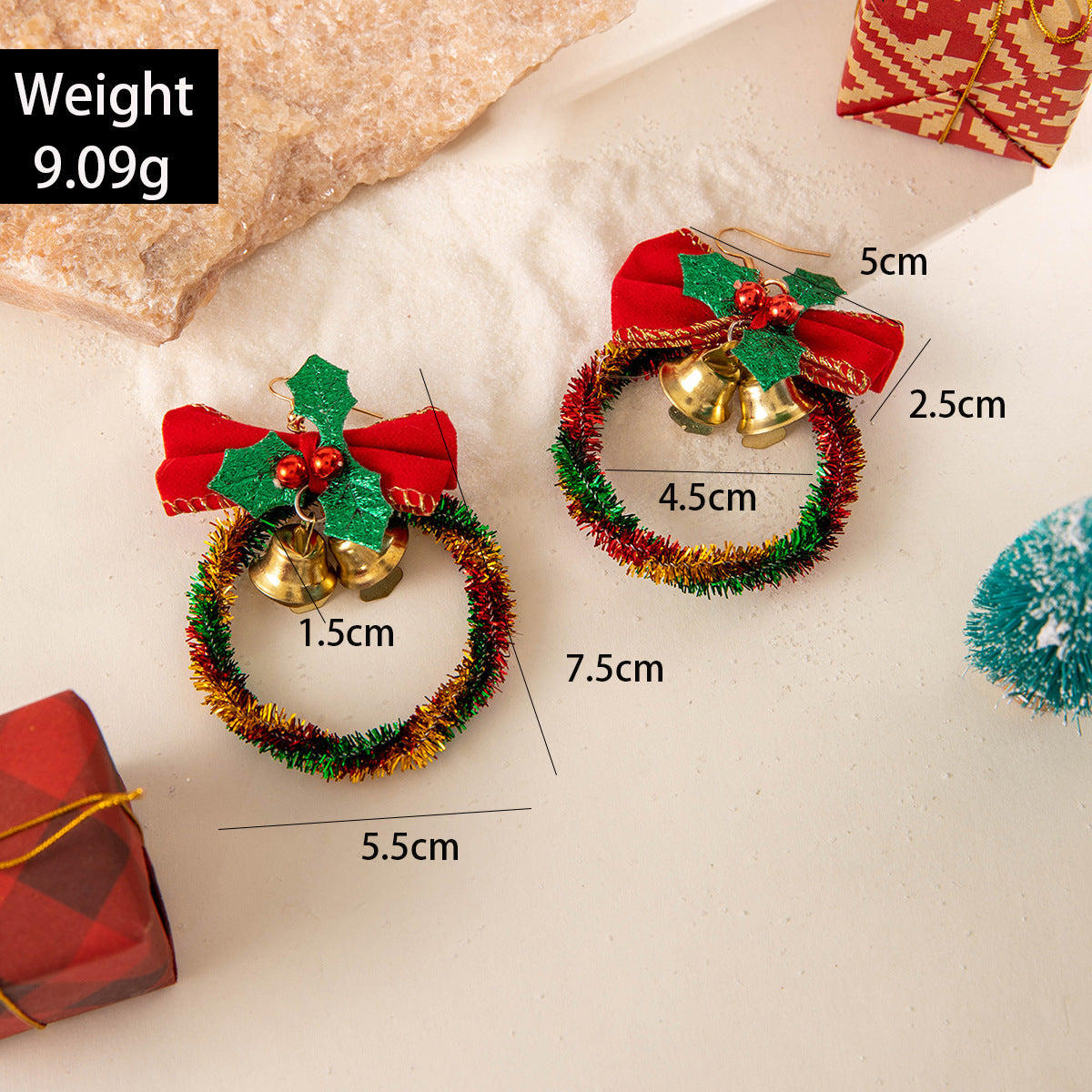 Wholesale Christmas tree bow earrings bell Christmas earrings