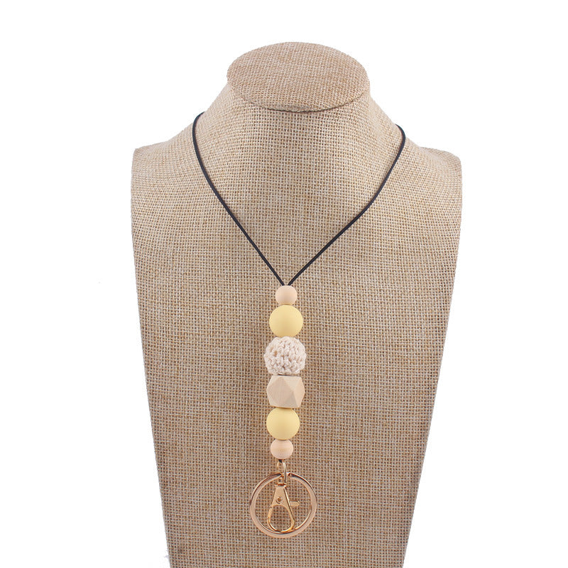 Wholesale Silicone Beaded Lanyard ID Keychain