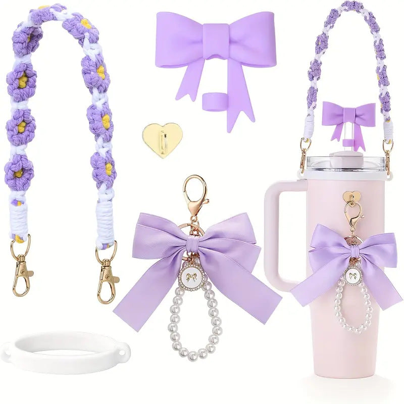 Wholesale Braided Handle Rope Bowknot Keychain Pendant Water Cup Decoration