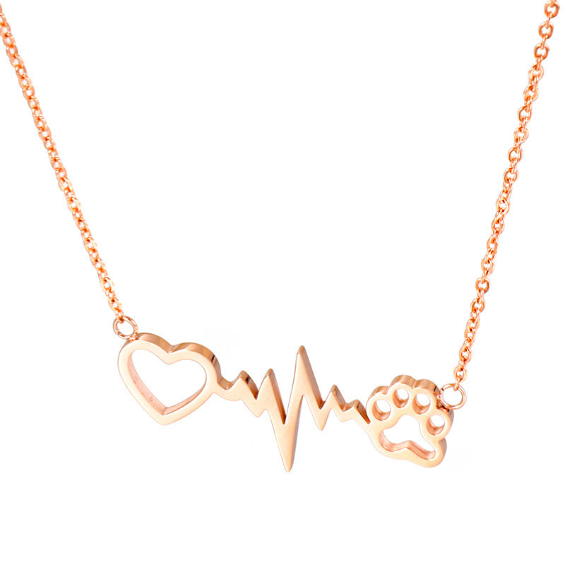 Wholesale Cat Claw Peach Heart Pendant Long Clavicle Gold Plated Necklaces