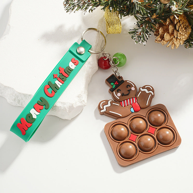 Wholesale Christmas Elk Snowman Decompression Metal Keychain