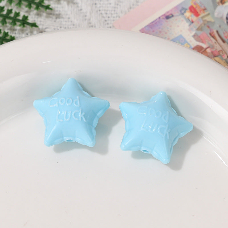 Wholesale 10pcs/pack Colorful Acrylic Lucky Star Straight Hole Beads