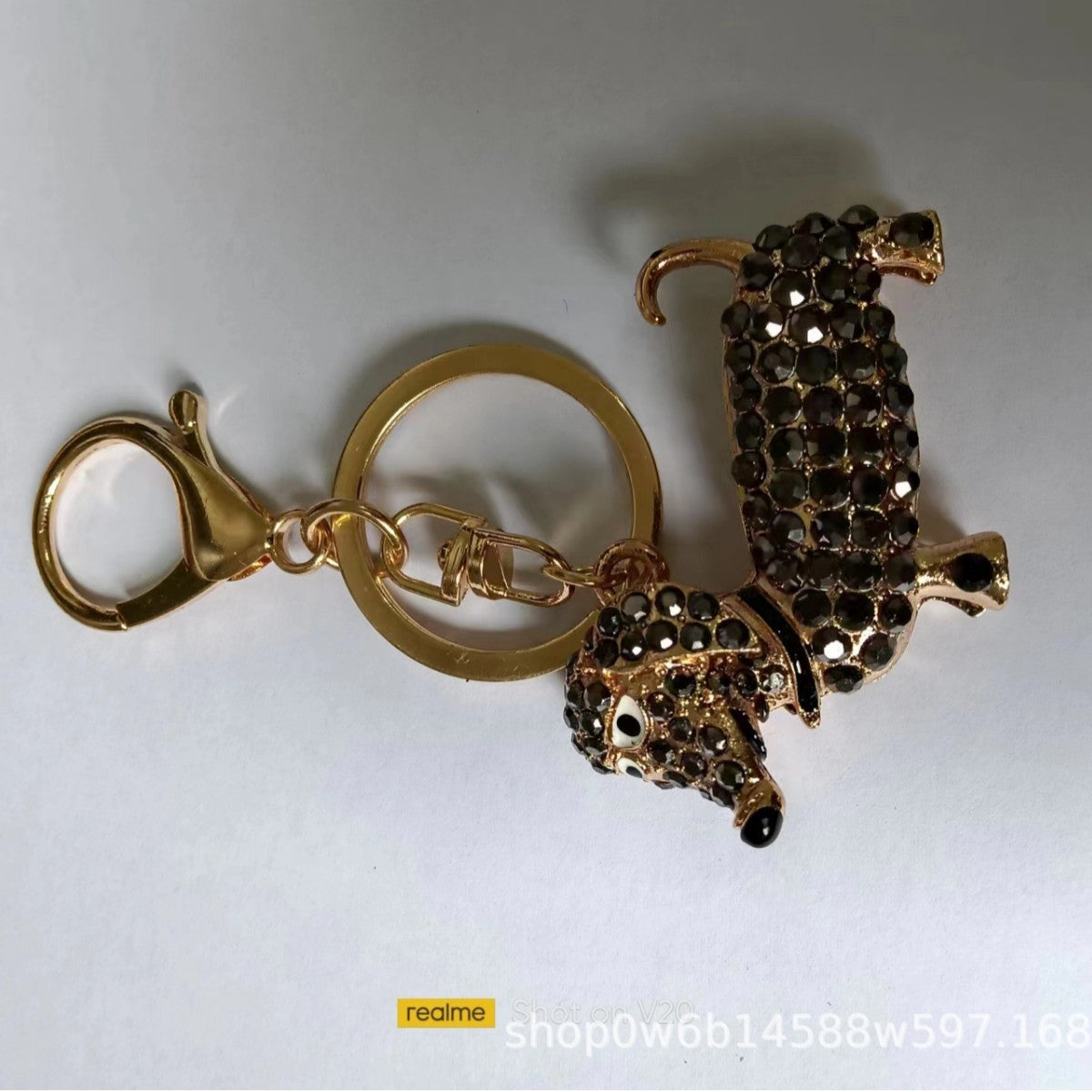 Wholesale Zinc alloy puppy diamond keychain