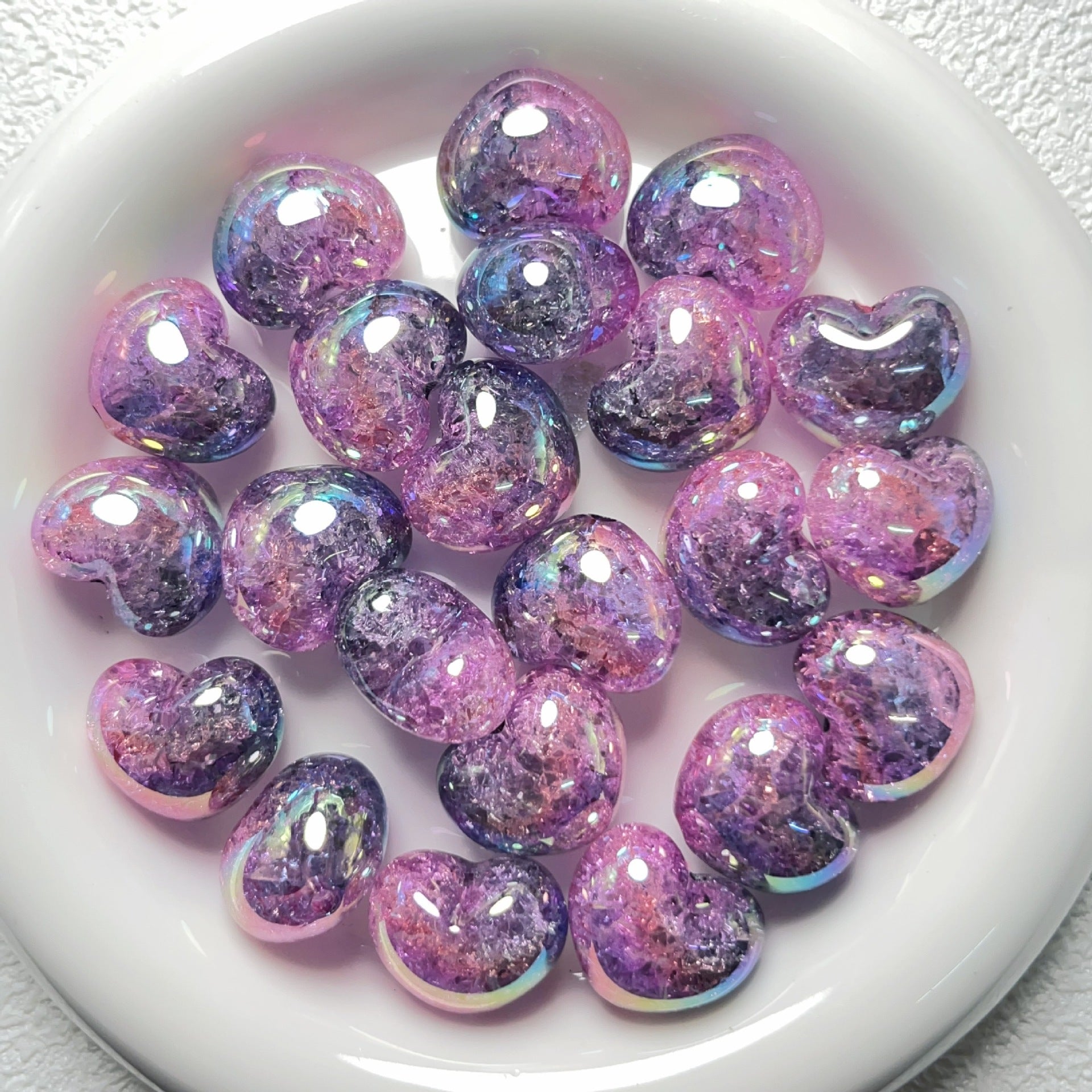 Wholesale 10pcs UV-plated two-color gradient burst floral large-hole love beads