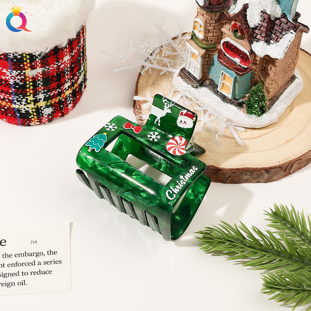 Wholesale Christmas Cartoon Print Ponytail Hair Shark Hair Clips