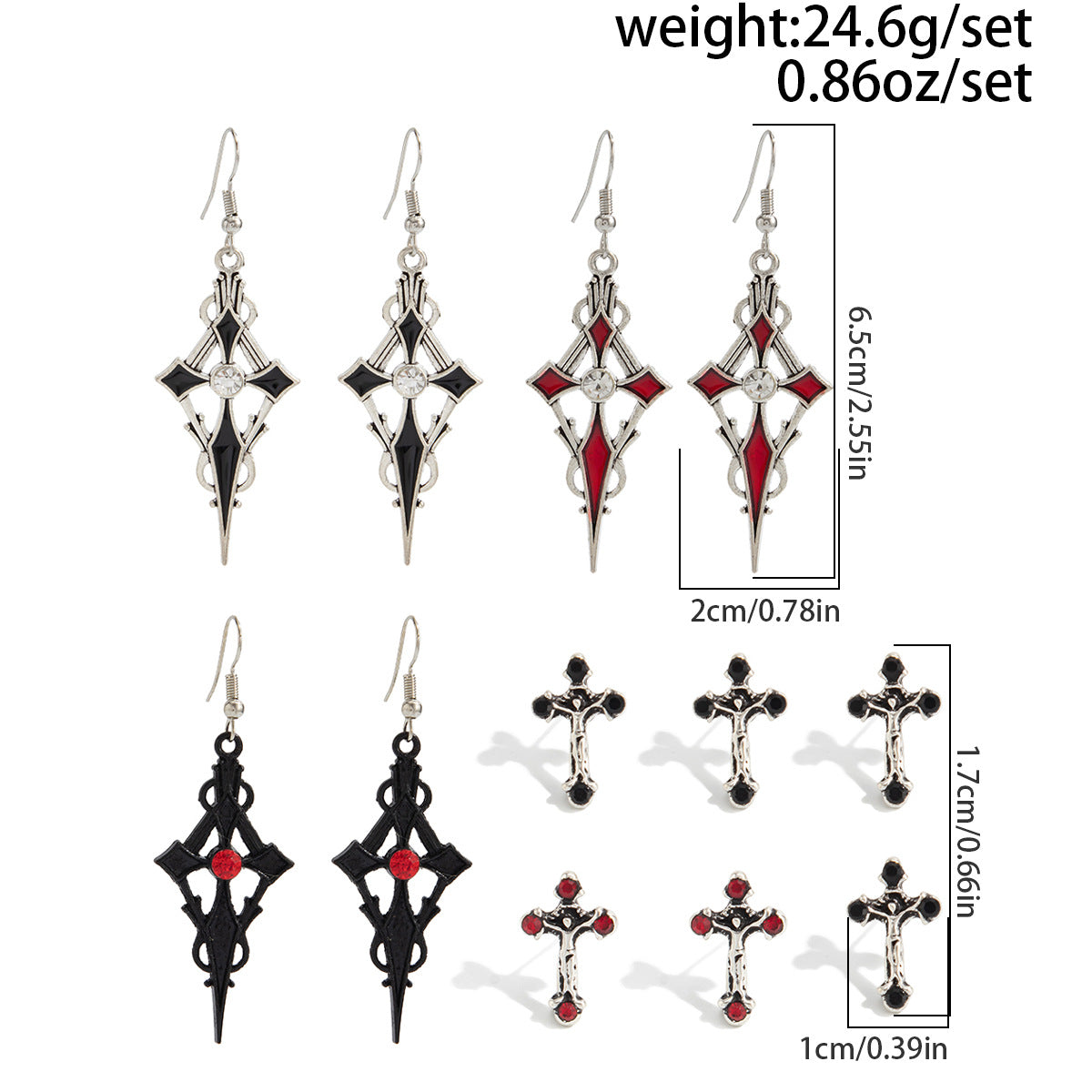 Wholesale Rose  Bloody Cross Earring Set