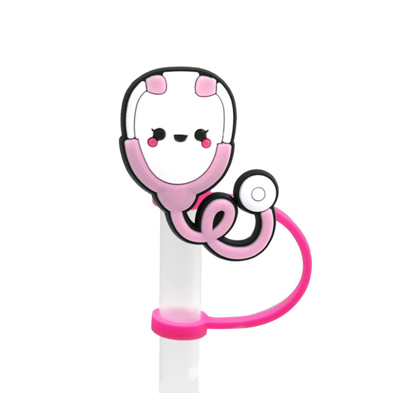 Wholesale 10PCS Doctor and Nurse Silicone Cartoon Tube Straw Hat