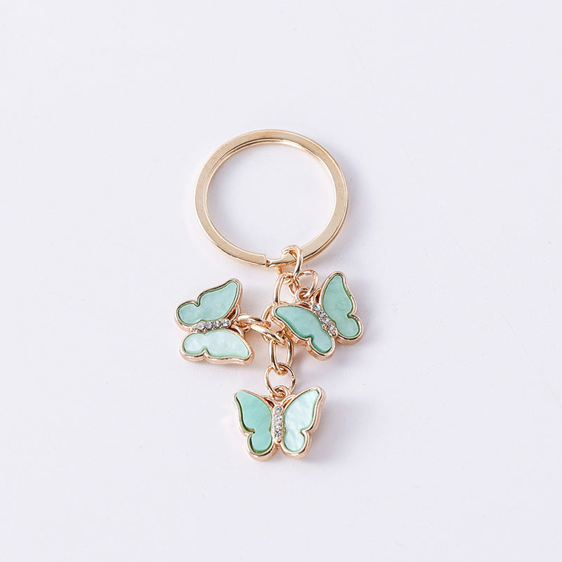 Wholesale Oil dripping diamond alloy colorful butterfly keychain