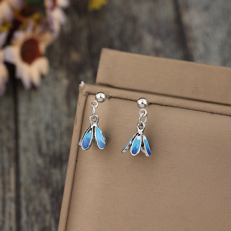 Wholesale Simi-style minimalist petal patchwork flower earrings