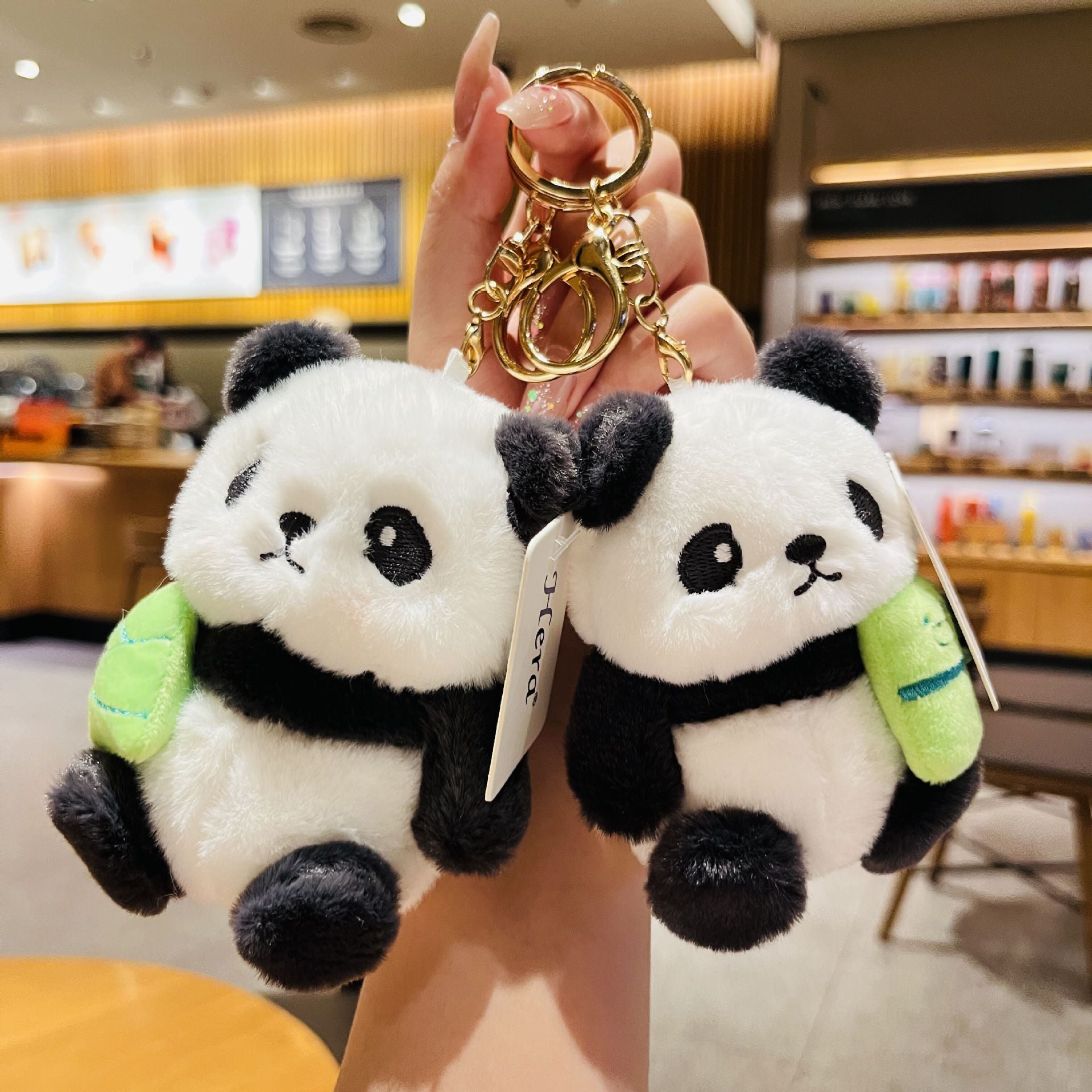 Wholesale Cute Cartoon Plush Ball Panda Keychain