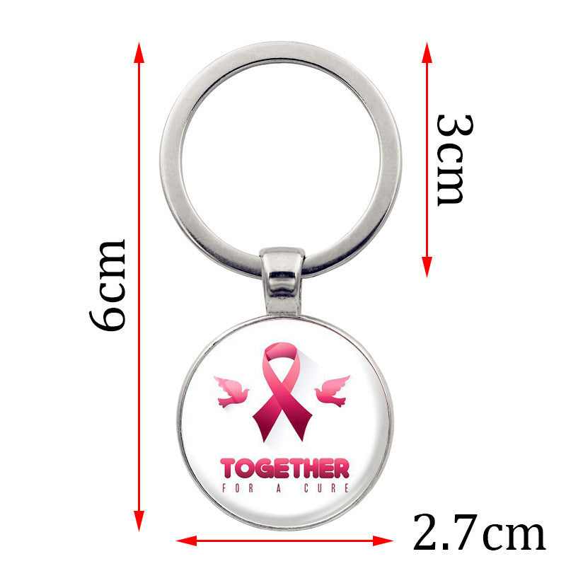 Wholesale Breast Cancer Powder Ribbon Promotion Zinc Alloy Key Chain