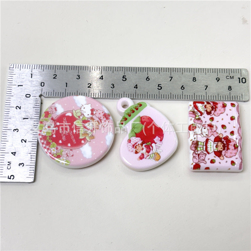 Wholesale 100pcs/pack Strawberry Print Irregularly Shaped Beaded Pen Accessories OLY Exclusive