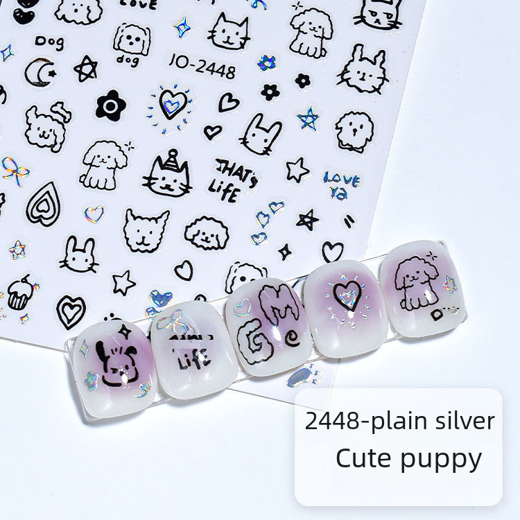 Wholesale New style nail stickers sweet cool kitten online celebrity same style Cute graffiti style kitten curly dog rabbit nail art
