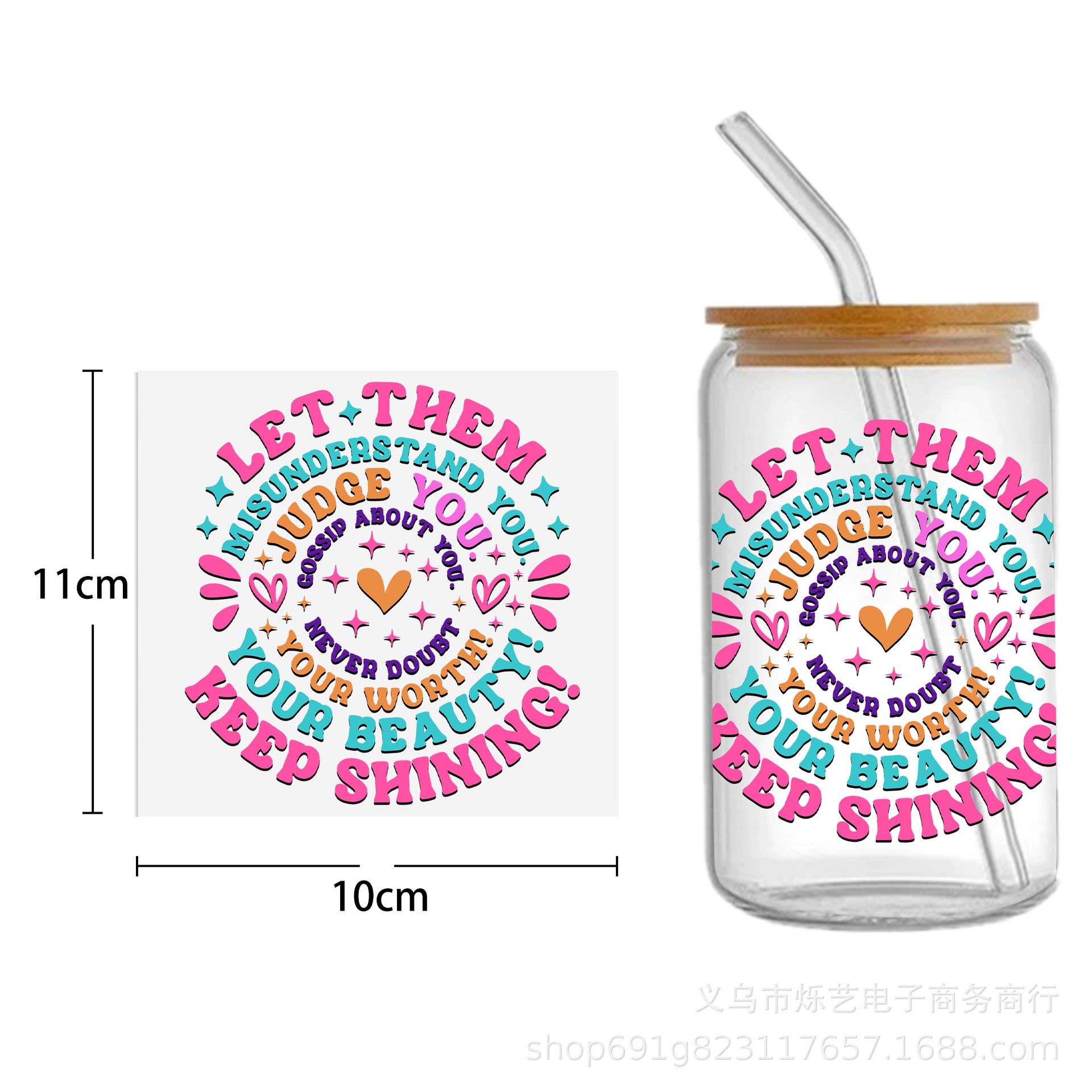 Wholesale Cute Smiley Flower Series Printing UV DTF Transfer Crystal Cup Sticker