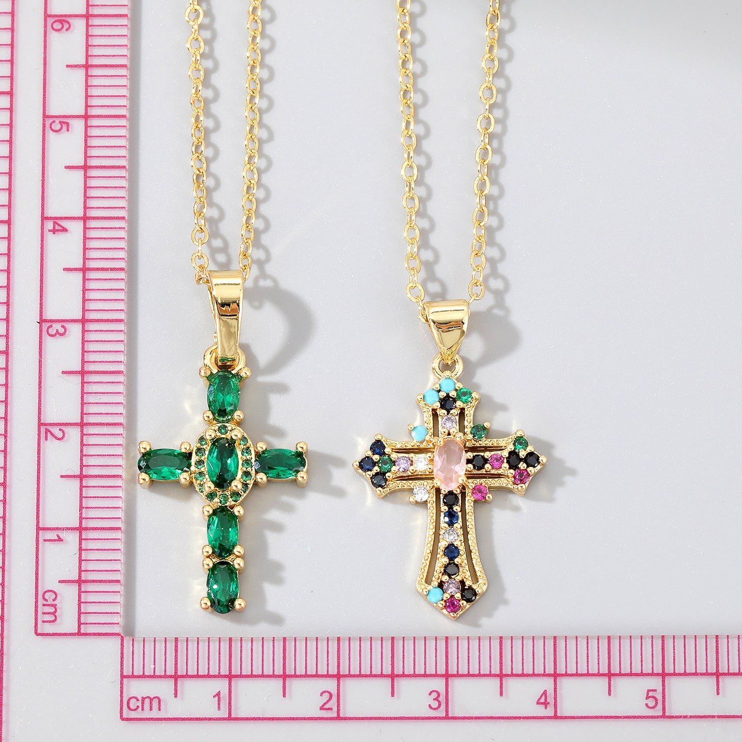 Wholesale Cross Hollow Color Zircon Alloy Necklaces