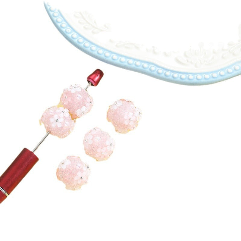 Wholesale 10pcs Heavy Industry Patch Drilling Flower Ball Straight Pole Bead
