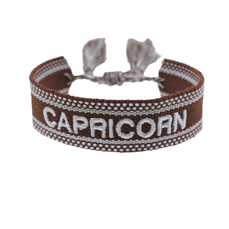 Wholesale Cord 12 Constellation Letter Woven Tassel Bracelet