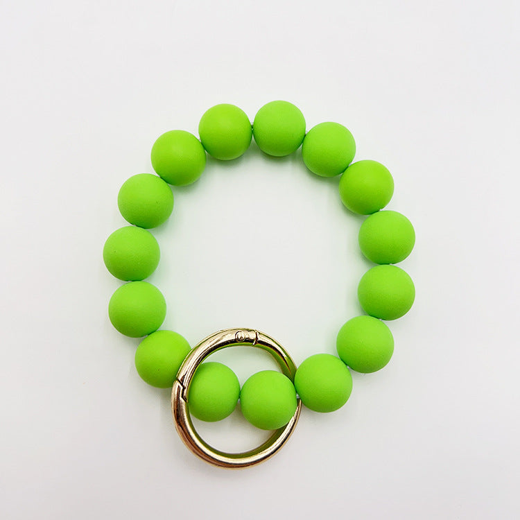 Wholesale Solid Color Silicone Handmade Beaded Wrist Keychain