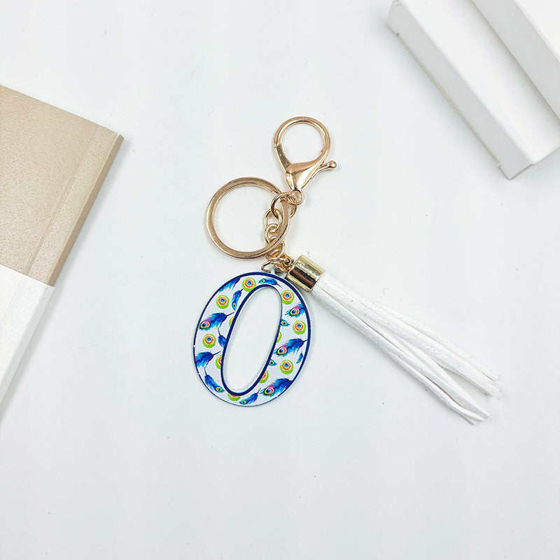 Wholesale Letter Colorful Tassel Zinc Alloy Keychain