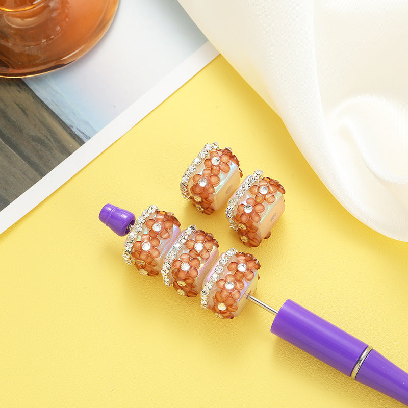 Wholesale 10pcs Heavy-duty Square Cherry Blossom Beads with Drilled Straight Holes