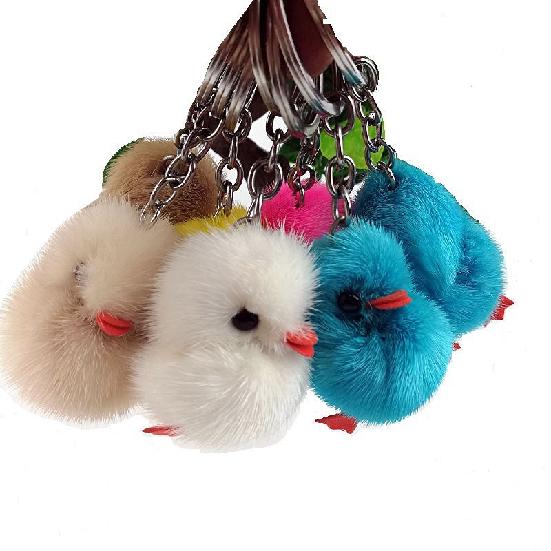 Wholesale 10pcs/pack Cute little duck mini keychain bag pendant mink fur Cartoon Doll