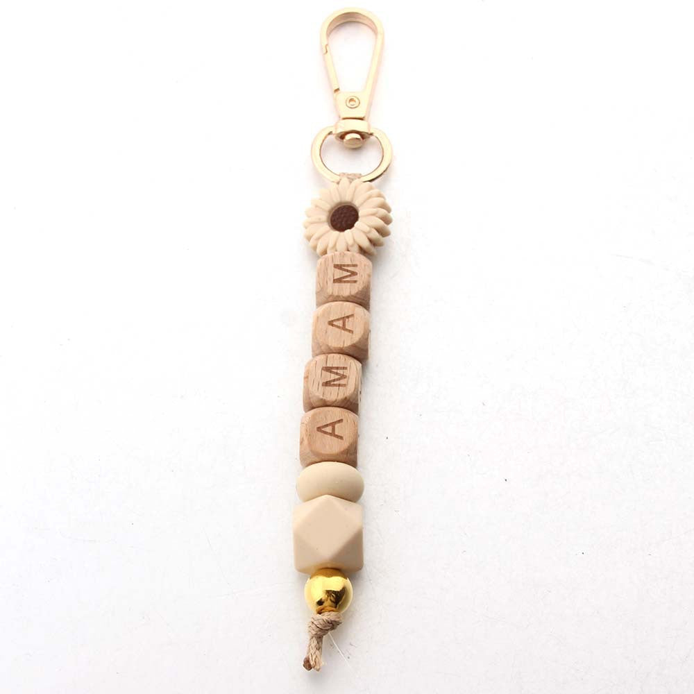 Wholesale Silicon Daisy Silicone Beads Keychain