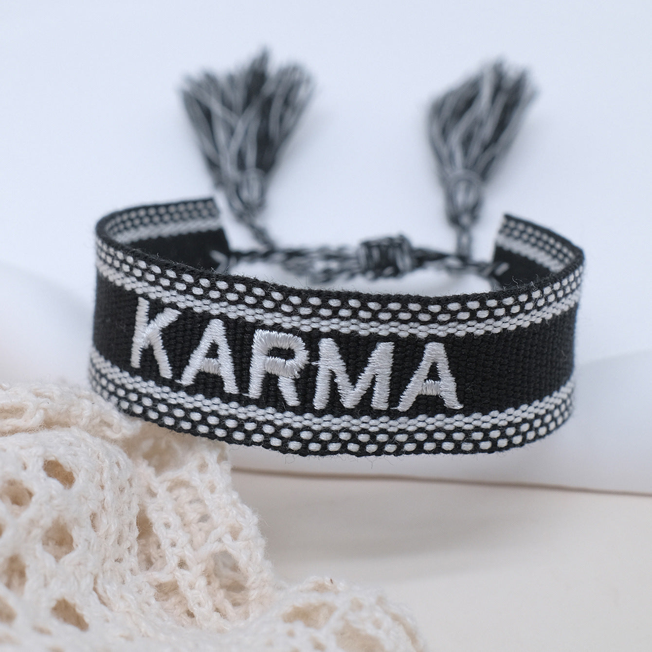 Wholesale Cord Letter Embroiderable Woven Tassel Bracelet