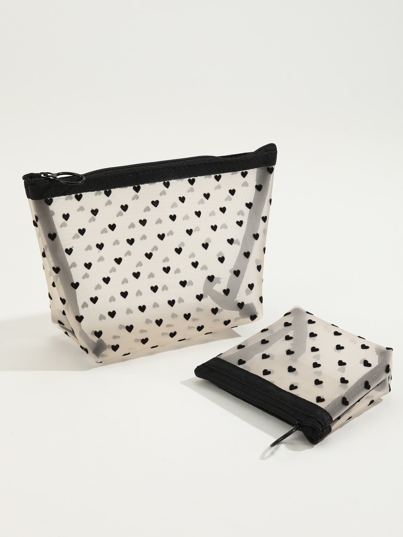 Wholesale Love Mesh Cosmetic Bag Triangular Semicircle Mini Hollow Storage Bag