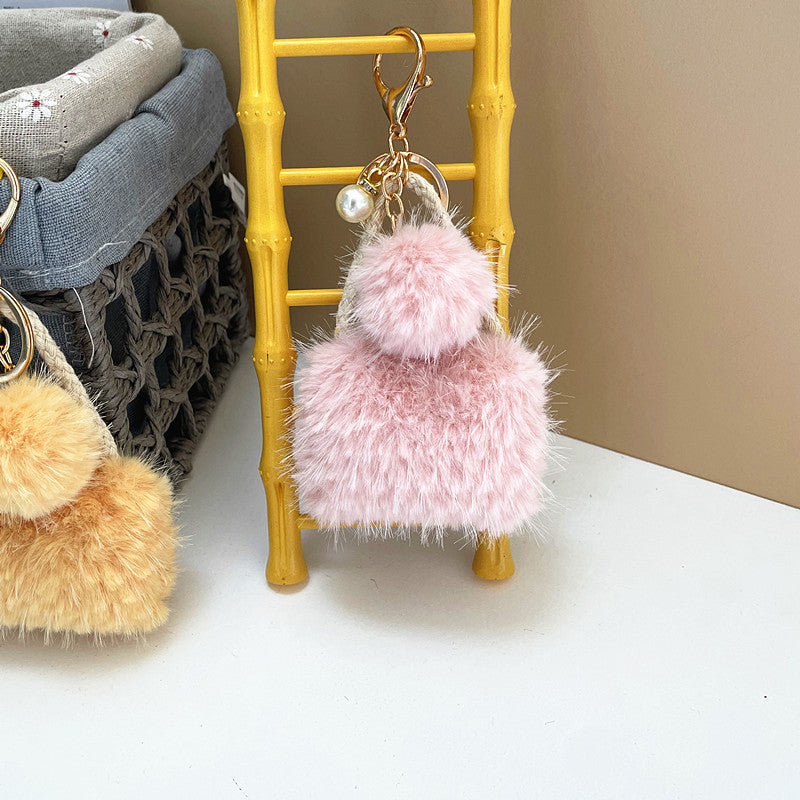 Wholesale light luxury small fragrance style mini bag cute plush keychain