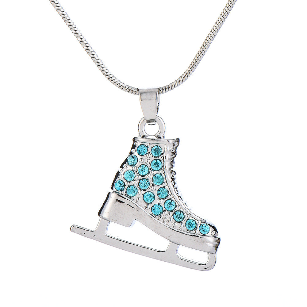 Wholesale Cartoon Skates Full Diamond Candy Color Alloy Necklace