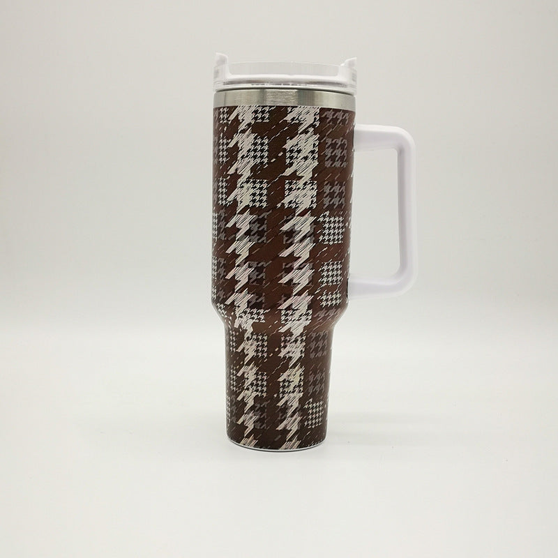 Wholesale Tumbler Ice Bullies Cup  Checkerboard Houndstooth Vacuum Cup Straw Cup 40OZ Car Cup Ice Cup