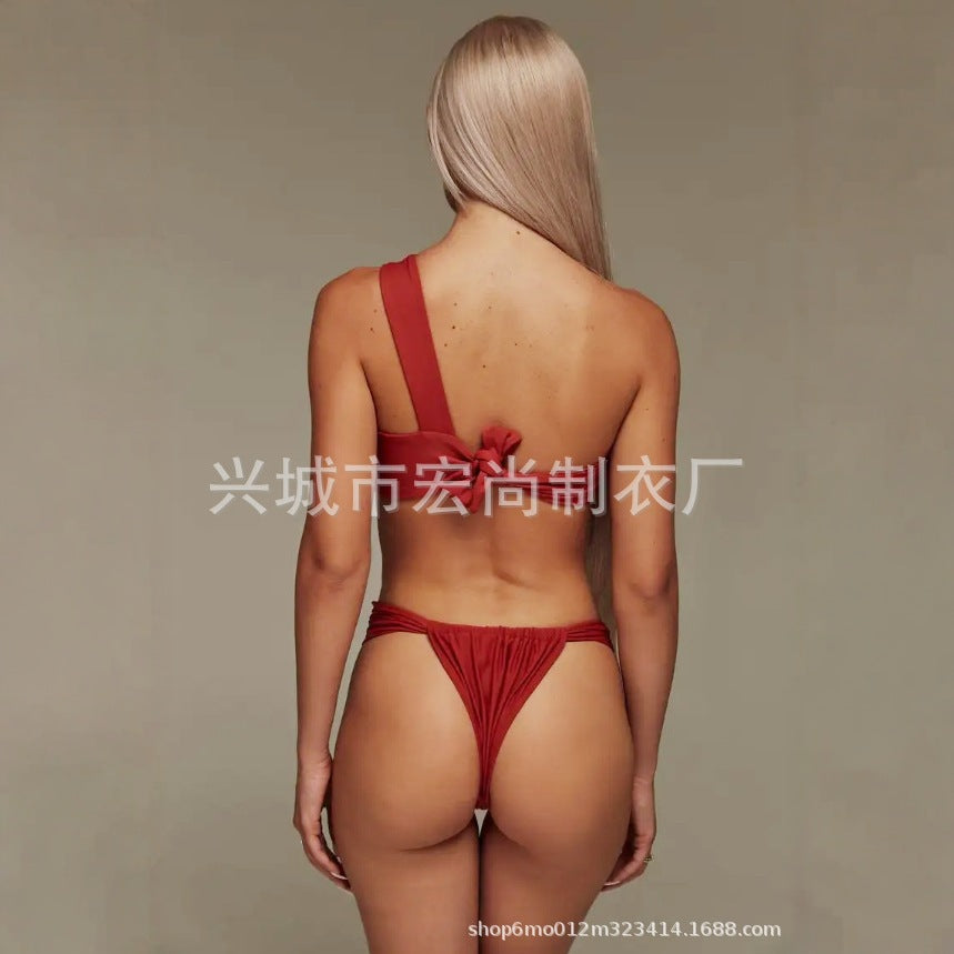 Wholesale  Split Bikini 2025Bikini One-Shoulder Swimsuit Sexy Backless Swimsuit  Large Size