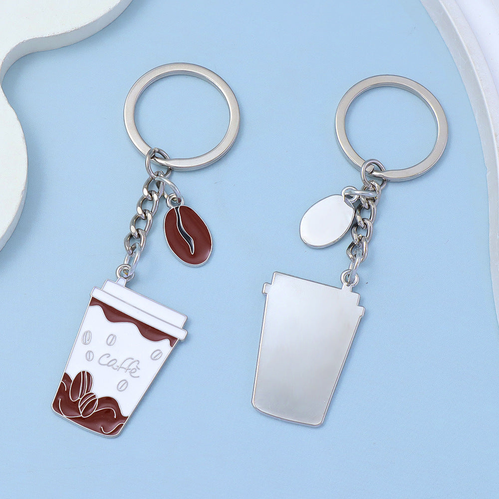 Wholesale 3pcs Coffee cup keychain metal coffee bean pendant alloy bag pendant creative gift