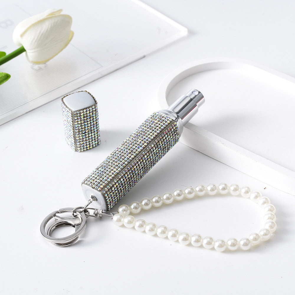 Wholesale Diamond-studded creative 10ml perfume bottle keychain