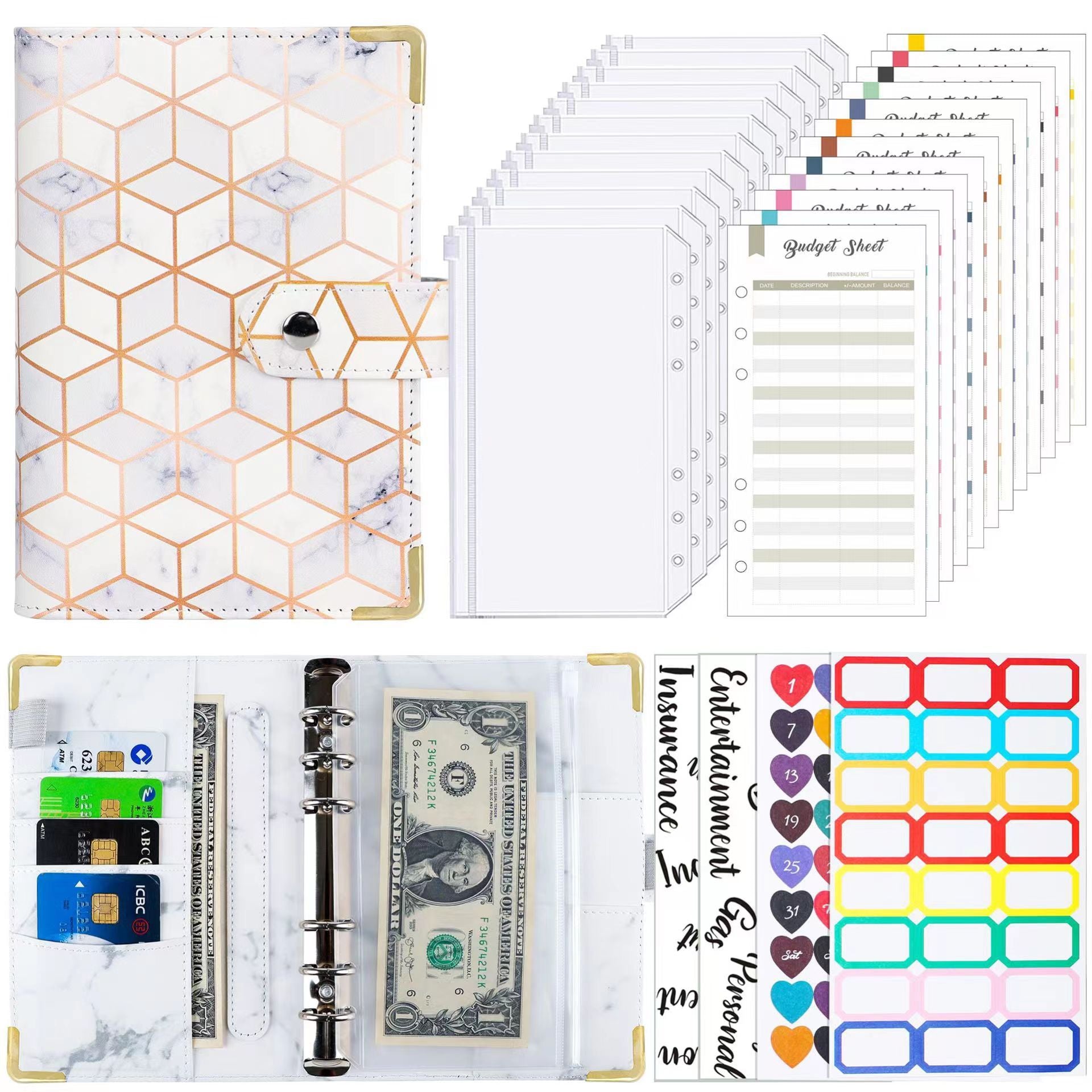 Wholesale A6 Loose Leaf Envelope PU Loose Leaf Ledger with Sticker Loose Leaf Notebook