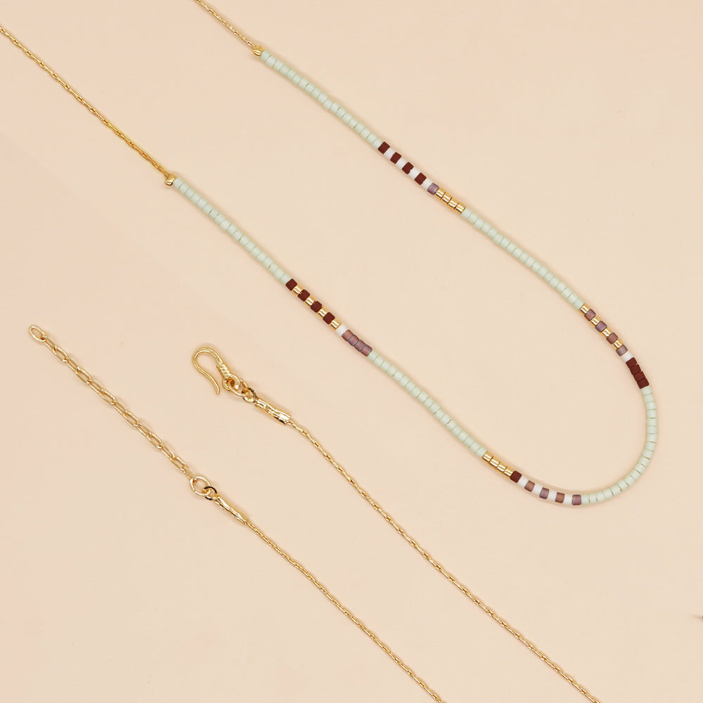 Wholesale Rainbow Rice Beads Glass Necklaces