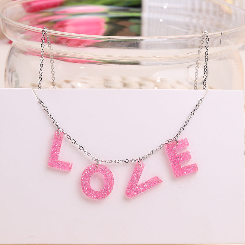 Wholesale LOVE Valentine's Day English Letters Necklace