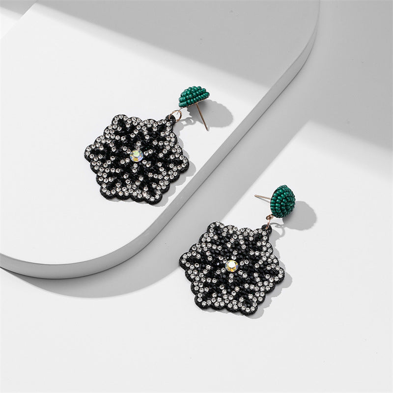 Wholesale Santa Christmas Tree Fabric Diamond Earrings