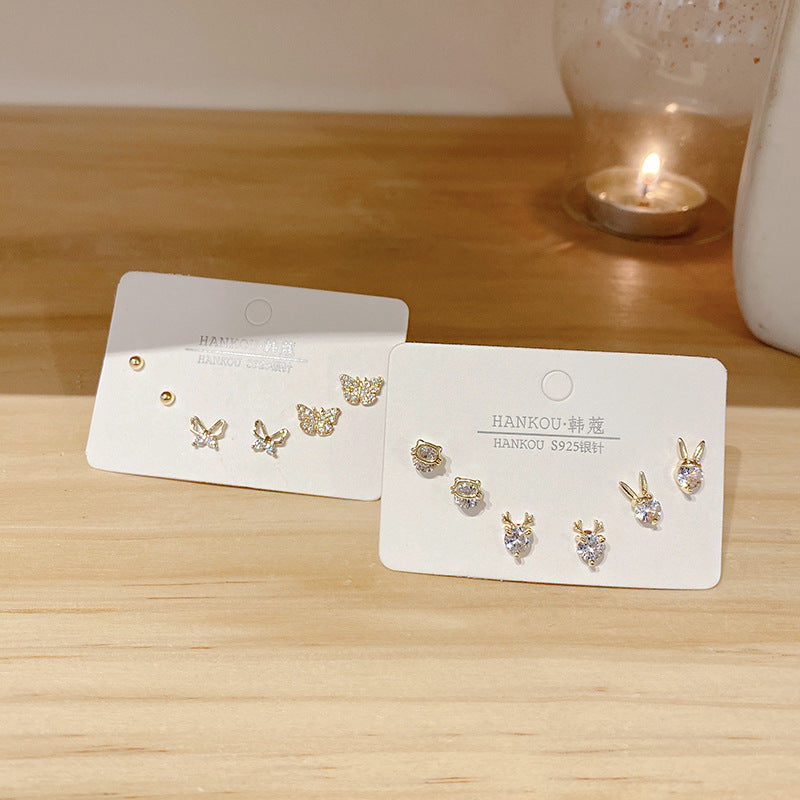 Wholesale Petite Zircon Copper Earrings Set