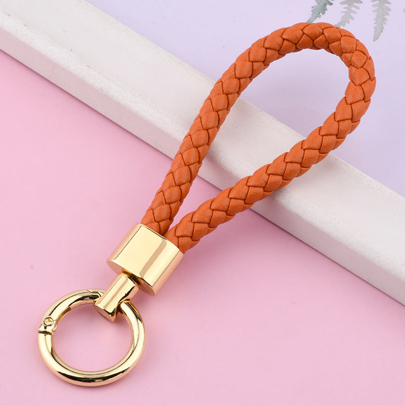 Wholesale PU Leather Woven Lanyard Keychain